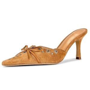 Keleimusi Shae Mule Butterscotch Sueded Finish Pointed Toe Slip On Heel Size 5.5